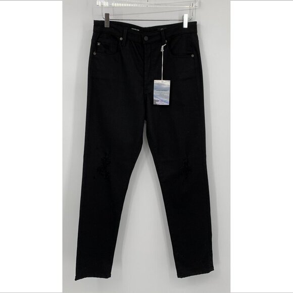AG Adriano Goldschmied Alexxis jeans slim straight black denim distressed new 31 - Picture 2 of 9